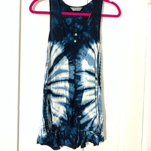Blue Tie Dye Racerback Tank Top